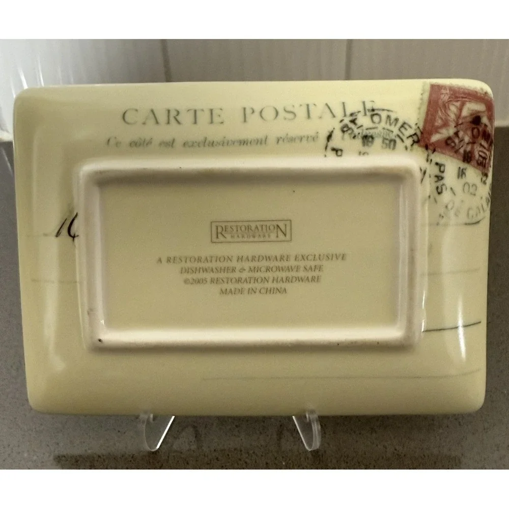VTG Restoration Hardware Set 3 Paris Postcard Trinket Dish Appetizer Plate GUC
